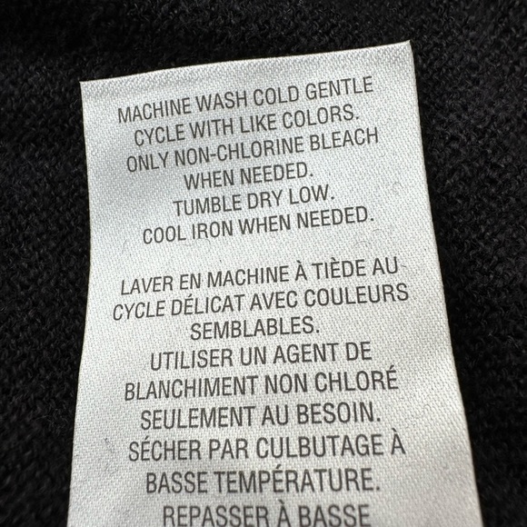 Alfani Open Front Linen Cardigan Black Sweater White Lace Bell Cuffs Size Large - Picture 12 of 16